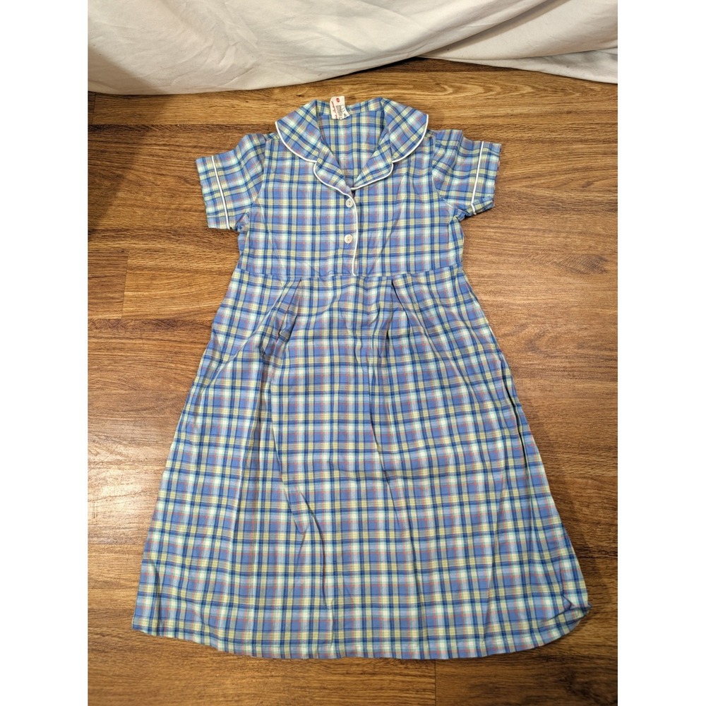 Vintage Hanna Andersson Size 110 US 5 Collared Blue Plaid Dress